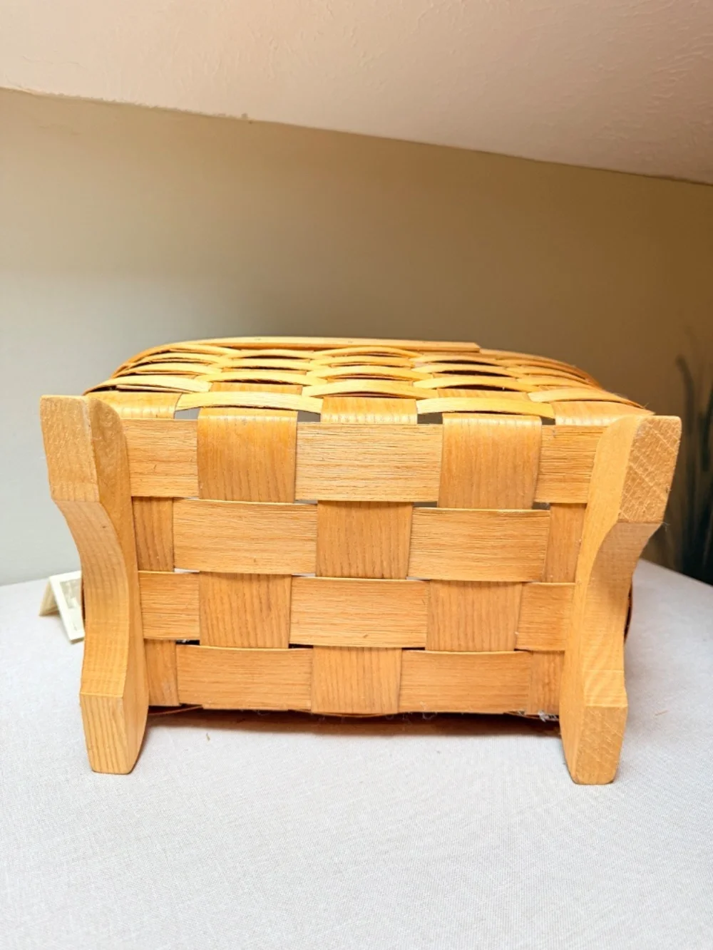 Vintage Peterboro Basket Company Small Footed Magazine Hearth Fireside Basket